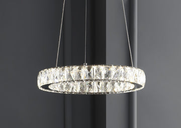 Reese 15.7" Adjustable Integrated LED Metal/Crystal Pendant Pendant - JONATHAN Y